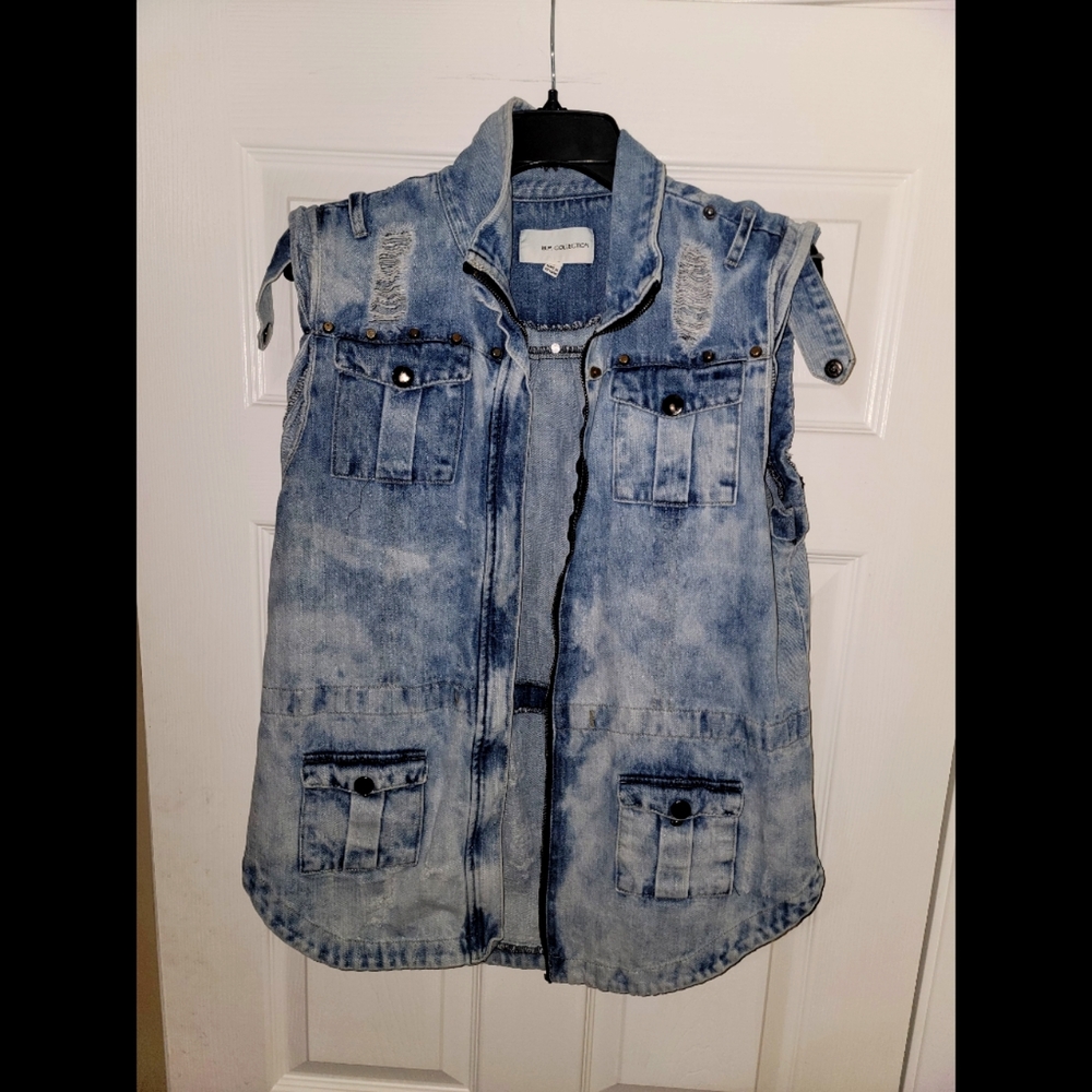 B.P. Collection distressed jean vest